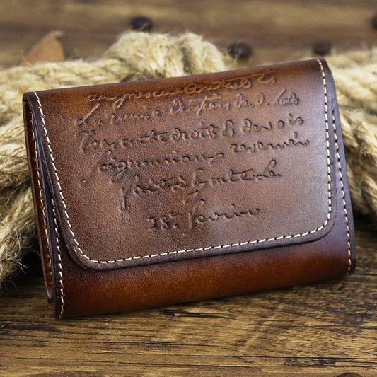 Vintage Women Men Leather Card Wallet Coin Purse Organ Coin Pouch Change Holder for Men and Women