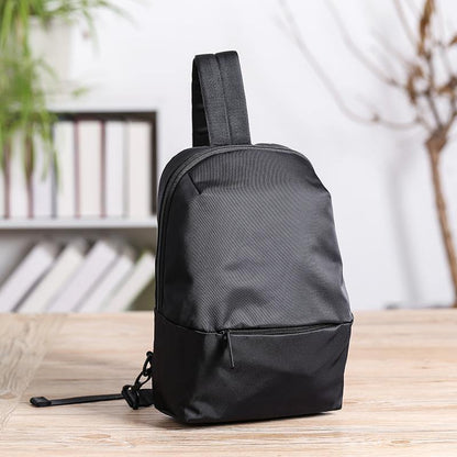 Cool Black Nylon Backpack Men's Sling Bag Chest Bag Black One shoulder Backpack Sling Pack For Men