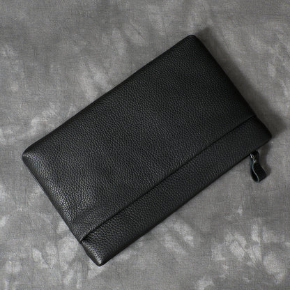 Black Leather Mens Business Clutch Bag Mini Tablet Clutch Wallet For Men