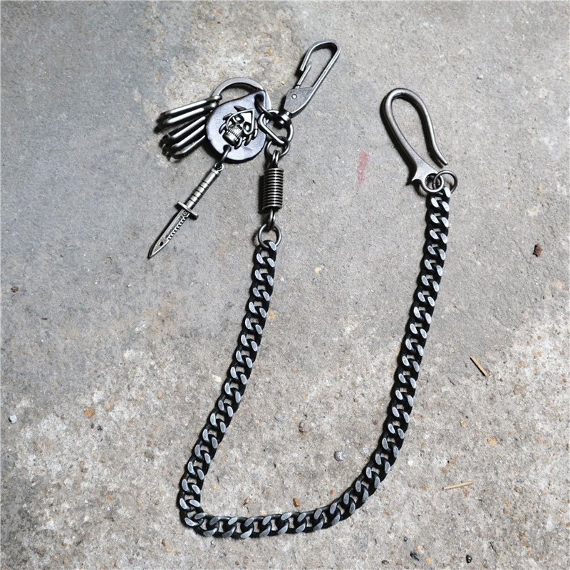 Badass Hip Hop Mens Skull Trousers Key Chain Punk Pants Chain Wallet Chain For Men