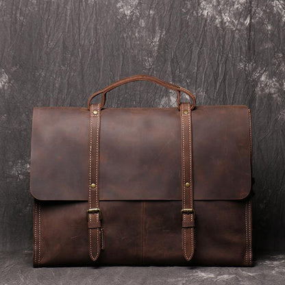 Casual Leather Men's Brown Professional Briefcase 15¡®¡¯ Laptop Handbag Business Bag For Men