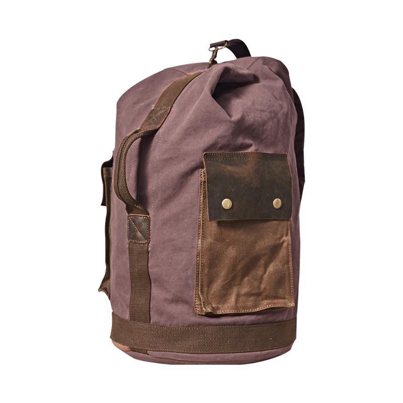 Waxed Canvas Leather Mens Large Backpack Canvas Travel Backpack Barrel Travel Backpacks for Men