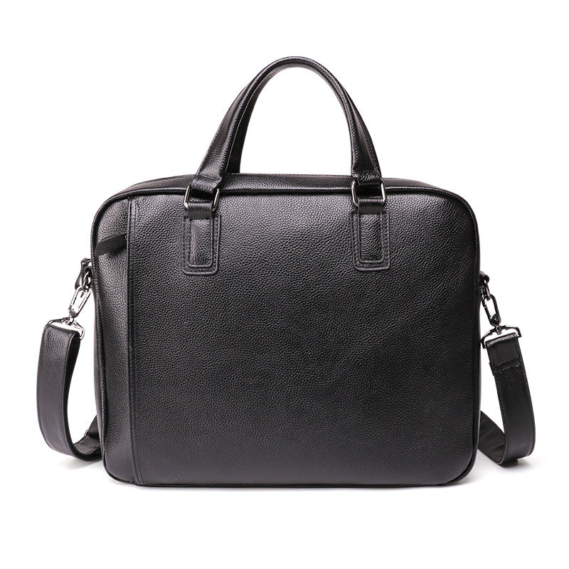 Fashion Black Leather Men's Professional Briefcase Handbag 14'' Computer Briefcase For Men