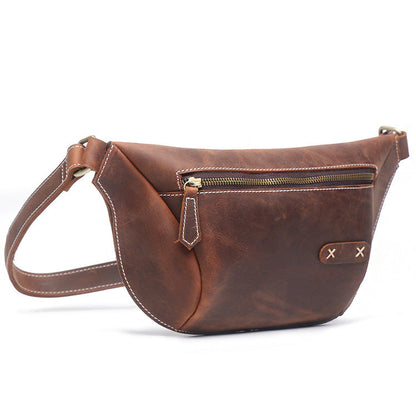 Vintage Brown Leather Men's Fanny Pack Hip Pack Waist Bag For Men