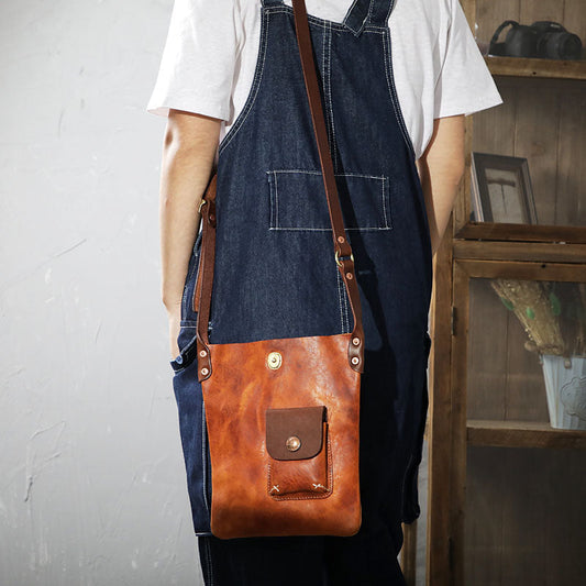 Vintage Tan Handmade LEATHER MEN'S Side BAG Courier Bag MESSENGER BAG Black Leather Postman BAG FOR MEN