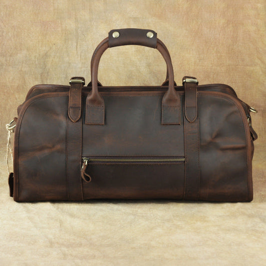 Vintage Leather Men's Coffee Overnight Bag Large Weekender Bag Travel Bag For Men