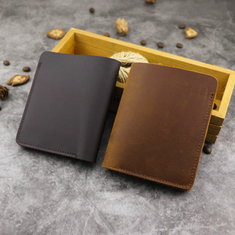 Cool Leather Mens Small Vertical Bifold Wallet billfold Wallet Horizontal Front Pocket Wallets for Men