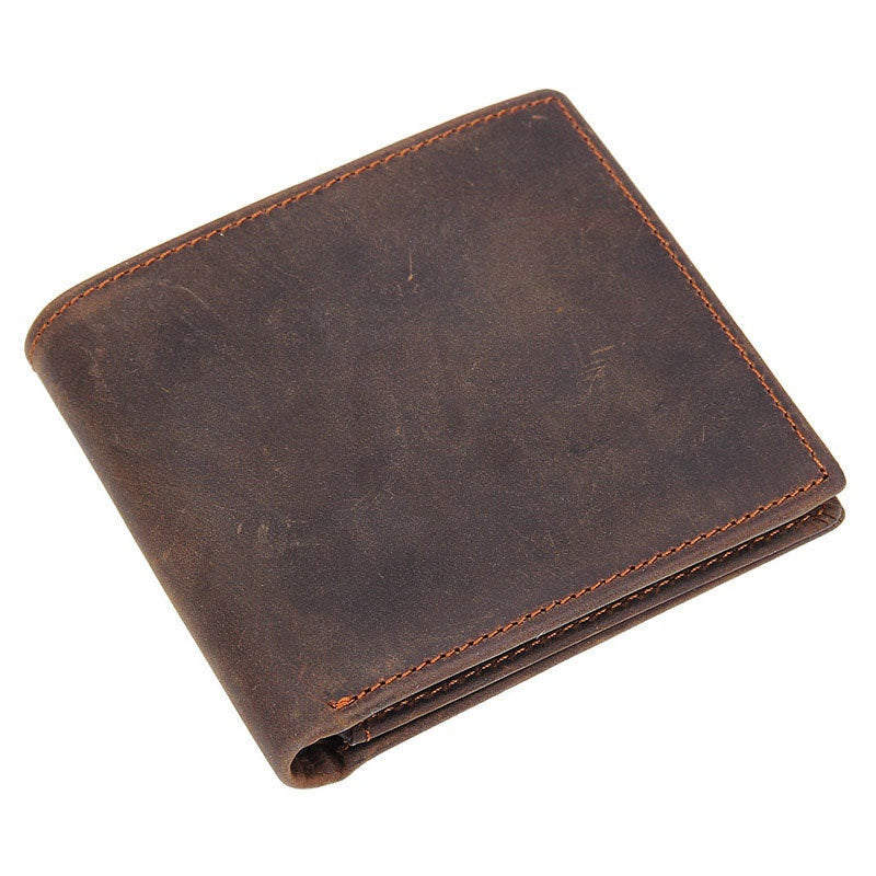 Cool Dark Brown Vintage Bifold Small Wallet Leather Mens Black billfold Small Wallet Card Wallet Coin Purse For Men