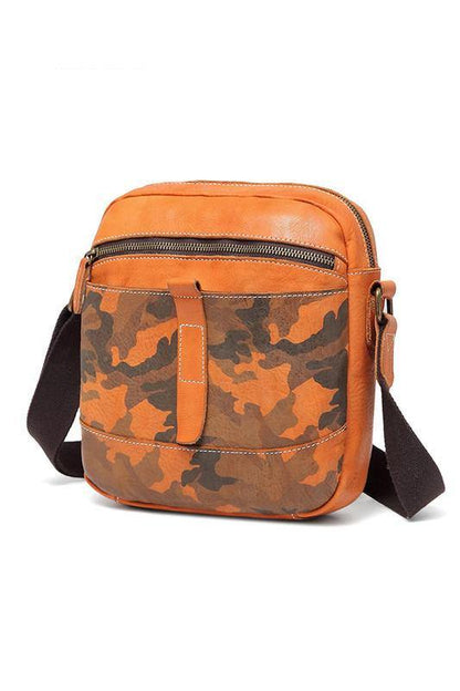 Yellow Cool Leather Mens Camouflage Vertical Side Bag Small Messenger Bags Casual Bicycle Bags for Men