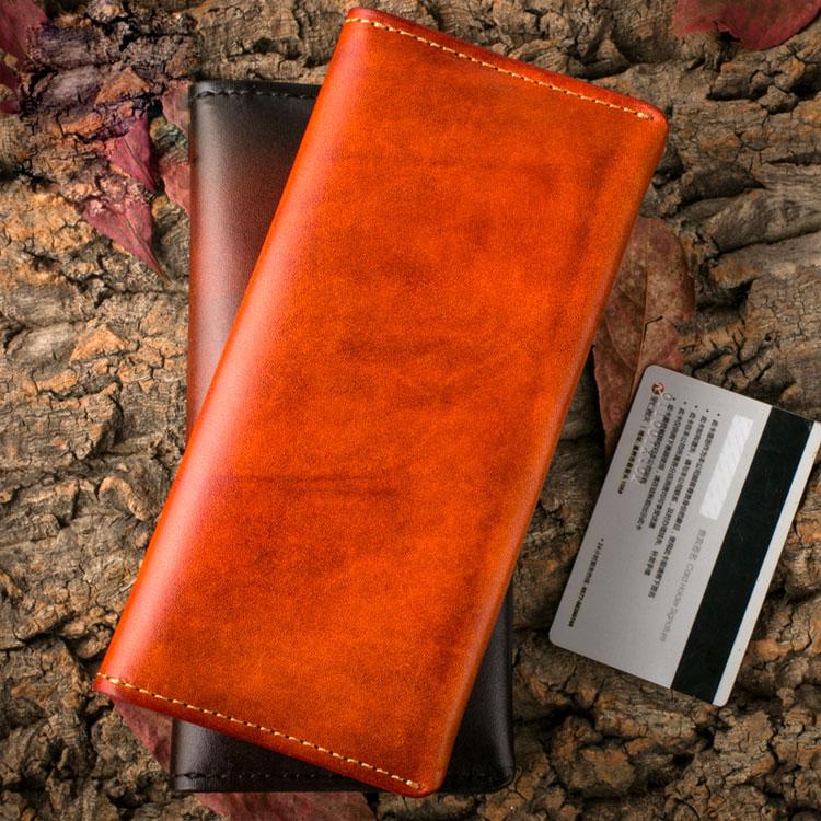 Handmade Leather Mens Clutch Wallet Cool Leather Wallet Long Phone Wallets for Men