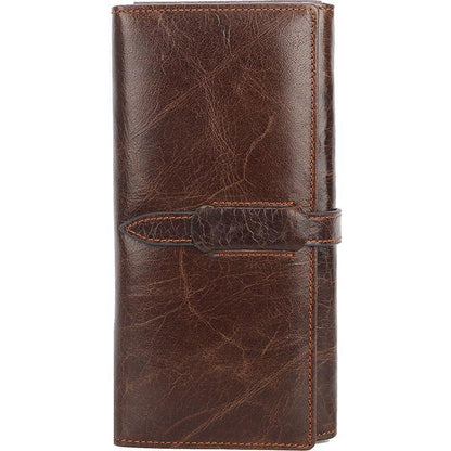 Dark Coffee Leather Mens Bifold Long Wallet Multi-cards Bifold Long Wallet For Men