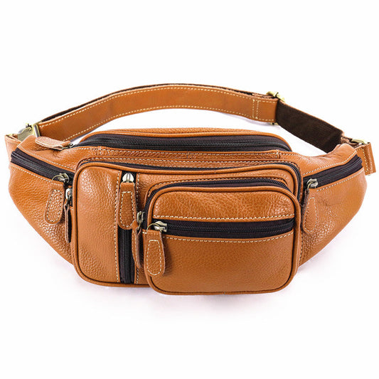 Cool Leather Brown Men's Fanny Pack Black Waist Bag Hip Pack For Men