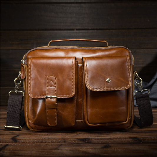 Cool Leather Small Side Bag Handbag Work Bag Business Bag Shoulder Bags For Men