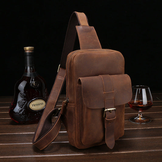 Vintage Leather Men's Sling Bag Chest Bag Sling Shoulder Bag For Men