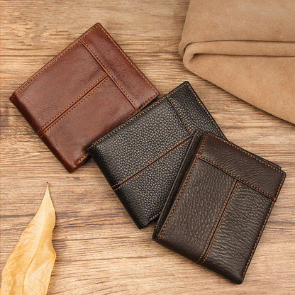 Cool Leather Brown Men's Business Zipper billfold Small Wallet Black Bifold Wallet Card Wallet For Men