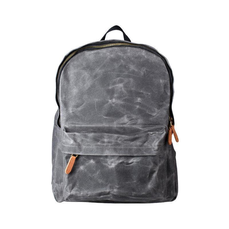 Gray Waxed Canvas Mens Laptop Backpack College Backpack Gray Canvas Travel Backpack for Men