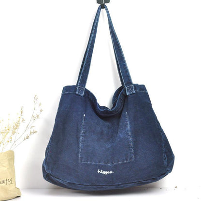 Navy Blue Canvas Mens Denim Bag Tote Bag Messenger Bag Army Green Denim Tote Shoulder Bag For Men and Women