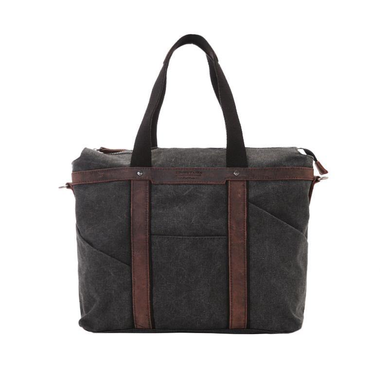 Fashion Canvas Leather Mens Black Briefcase Computer Bag Work Bag Handbag For Men