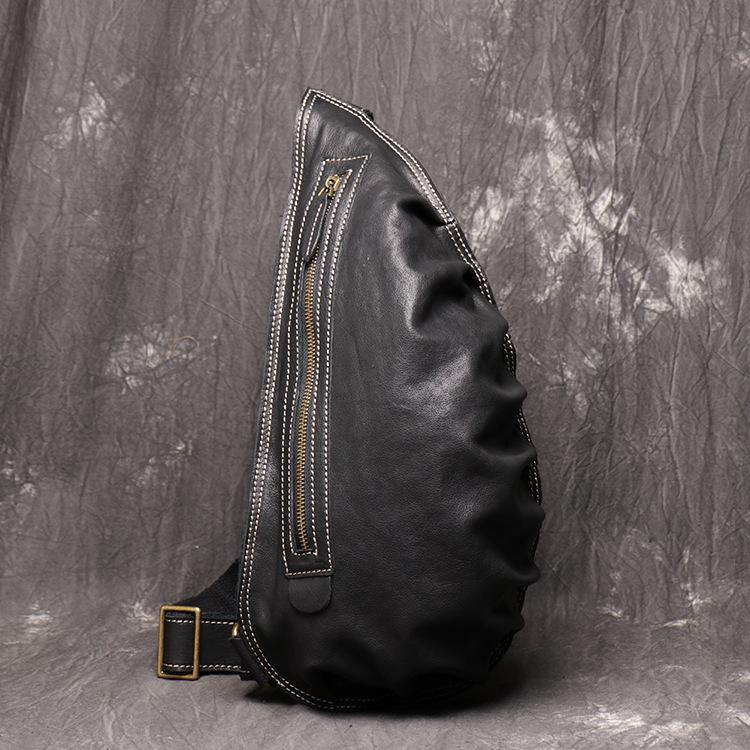 Cool Brown Leather Men's Sling Bag Sling Backpack Unique Sling Packs Sling Crossbody Pack For Men