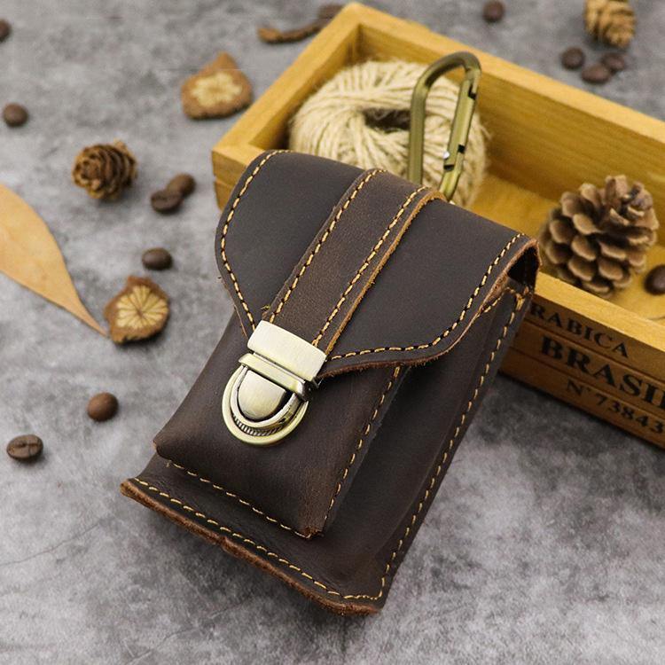 Leather Mens Cigarette Cases with Lighter Holder With Belt Loop Cigarette Holder For Men