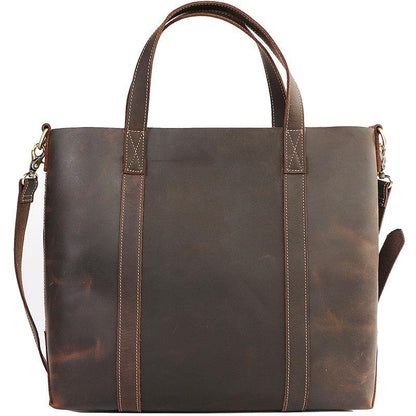 Dark Brown Vintage Leather Men Large Tote Bag Courier Tote Messenger Bag Tote For Men