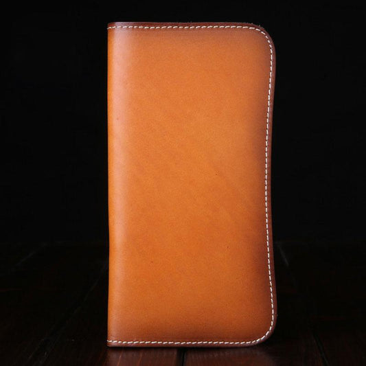 Handmade Leather Mens Clutch Wallet Cool Leather Wallet Long Phone Wallets for Men