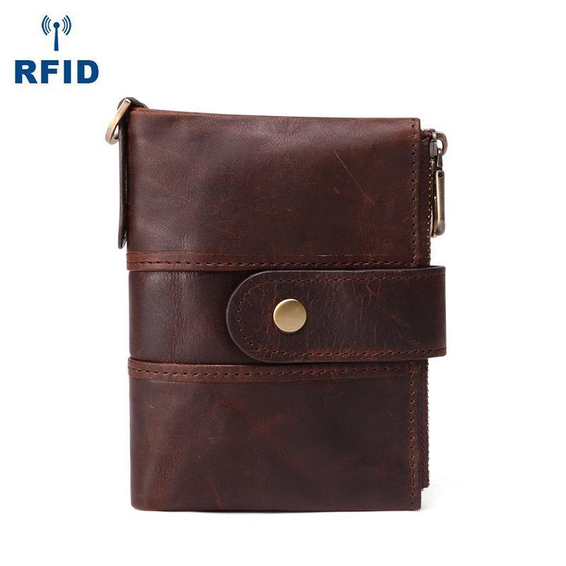 Bifold Leather Mens Dark Brown Small Wallet billfold Wallet Driver's License Wallet for Men