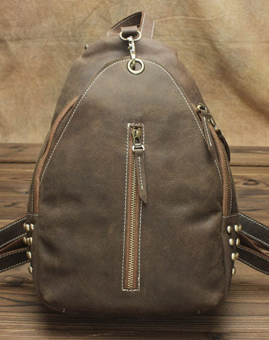 Cool Brown Mens Small Backpacks Vintage School Backpack Travel Backpack Bags for Men