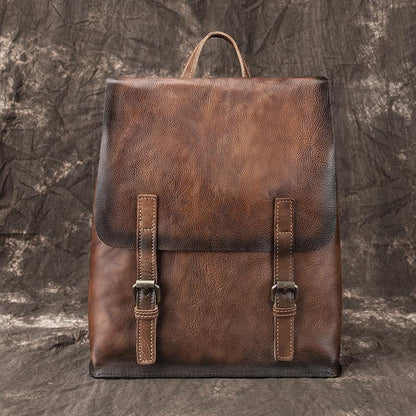 Fashion Brown LEATHER MEN'S College Backpack Travel Backpack Satchel School Backpack For Men