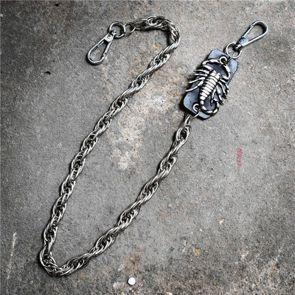 Badass Men's Silver Scorpion Long Pants Chain Punk Biker Wallet Chain For Men