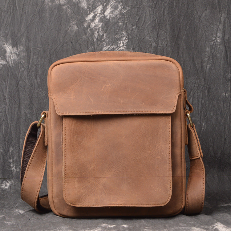 Vintage Leather Men's Small Side Bag Table Bag Small Messenger Bag For Men