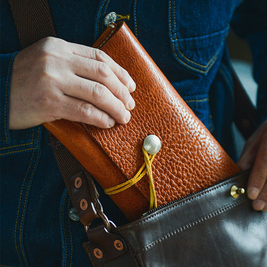 Tan Cool Leather Mens Long Wallet Brown Clutch Wallet Vintage Large Long Wallet Purse For Men