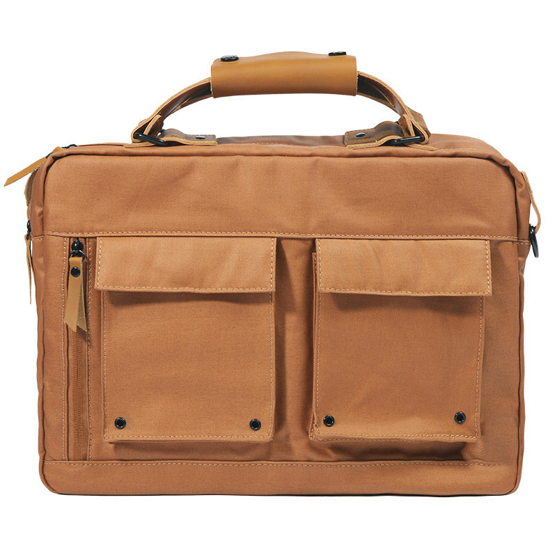 Fashion PVC Canvas Men's Khaki Large Handbag Briefcase Business Laptop Business For Men