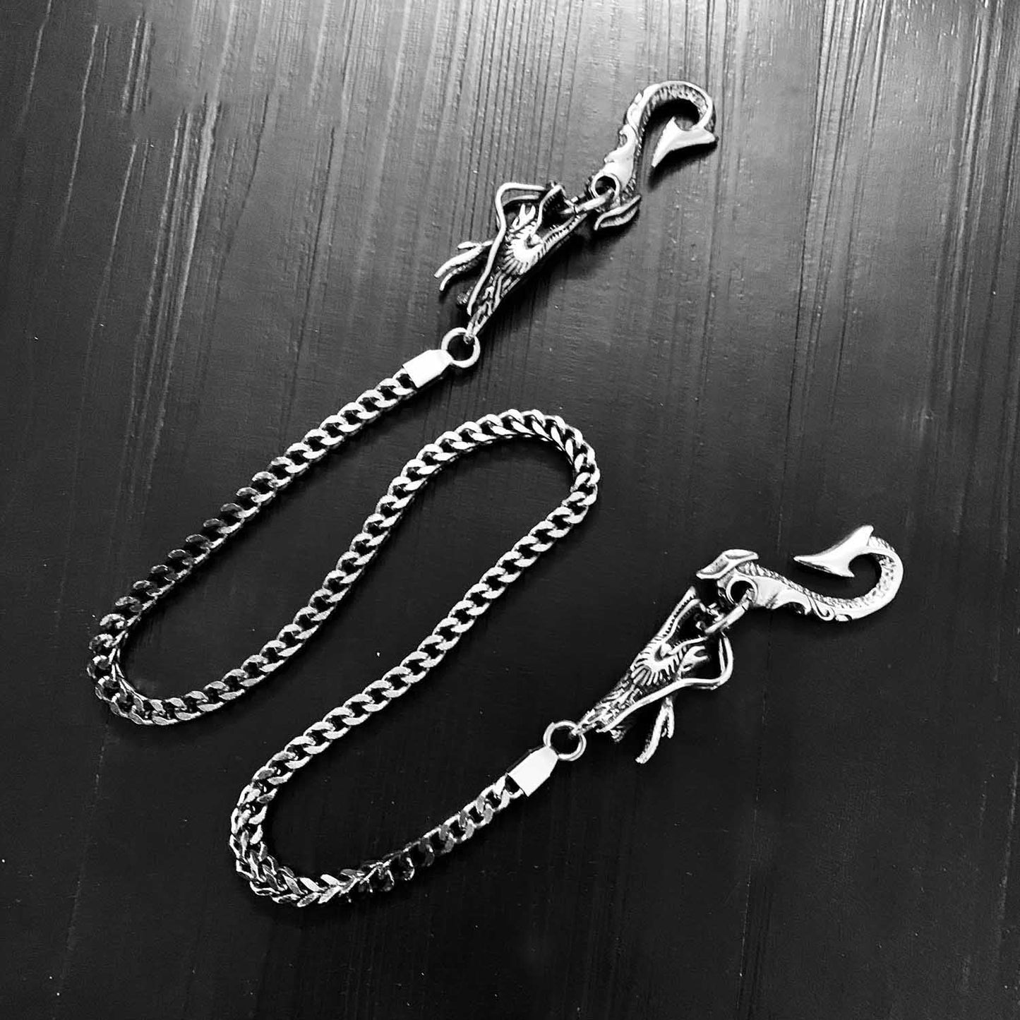 Cool Silver Dragon Steel Pants Chain Wallet Chain Long Biker wallet Chain For Men