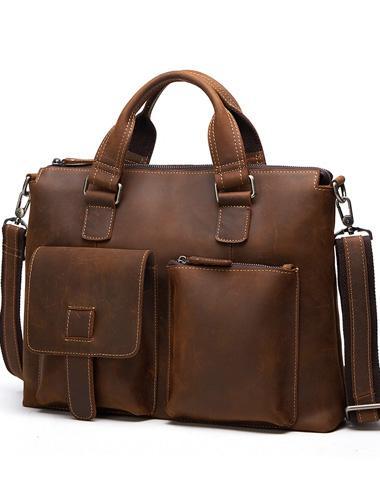 Vintage Leather Mens Briefcase Cool Work Briefcase Business Briefcase Laptop Briefcase For Men