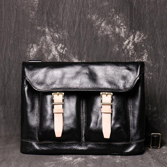 Brown Leather Men Satchel Side Bag Messenger Bag Black Courier Bag For Men