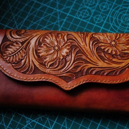 Handmade Leather Vintage Tooled Mens Long Wallet Cool Long Wallet for Men