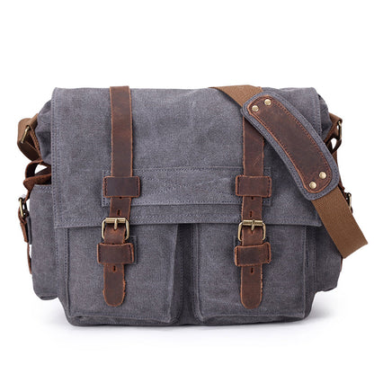 Canvas Leather Women Mens Blue 15'' Messenger Bag Khaki Side Bag Brown Shoulder Bag For Men