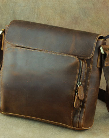 Leather Brown Mens Vintage Small Side Bag Shoulder Bags Small Messenger Bag For Men