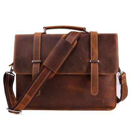 Vintage Brown Leather Men's Professional Briefcase Handbag 14¡®¡¯ Laptop Briefcase For Men