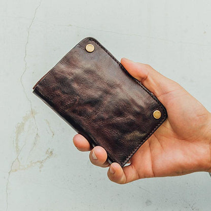 Cool Coffee Leather Mens Vertical Bifold Small Wallet Front Pocket Bifold billfold Wallet For Men