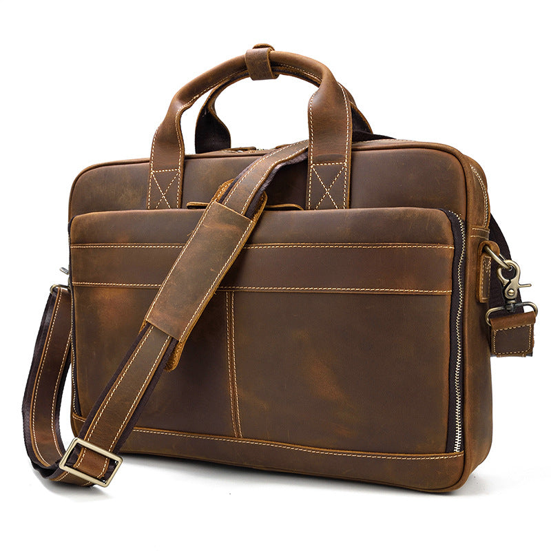 Vintage Brown Leather Men's 14¡®¡¯ Laptop Briefcase Professional Briefcase Computer Bag For Men