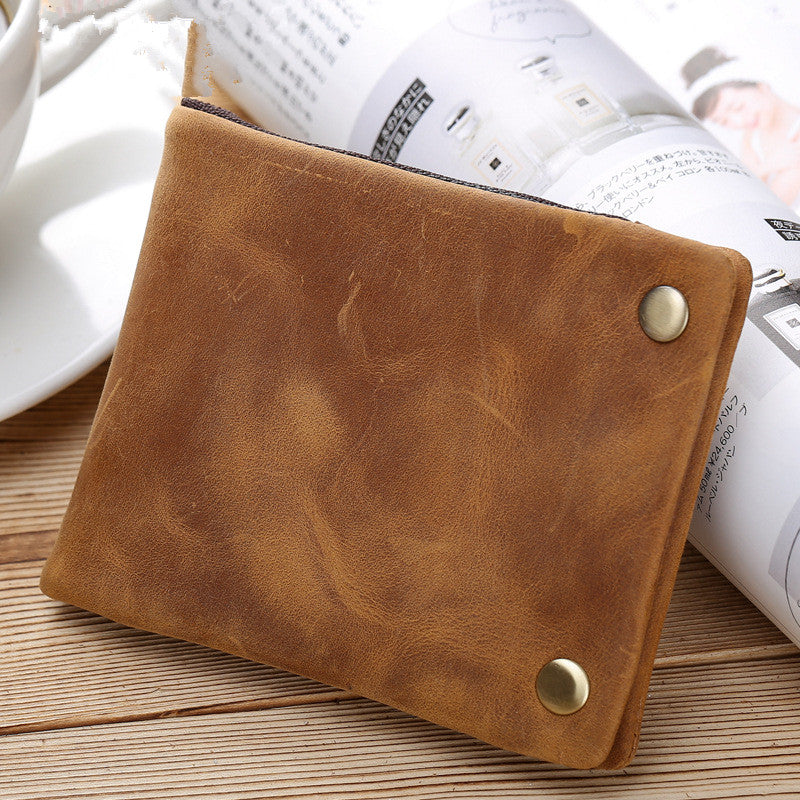 Dark Brown Small MENS LEATHER Brown Trifold Wallet SLIM billfold Brown Wallet FOR MEN