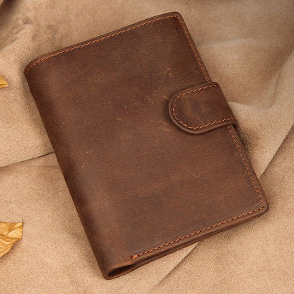 RFID Vintage Leather Men's Trifold Small Wallet Brown billfold Wallet For Men