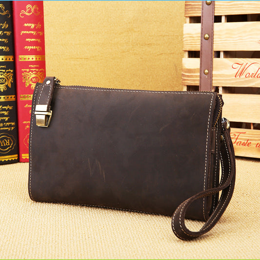 Vintage Mens Leather Clutch Bag Wristlet Bag Clutch Wallet For Men