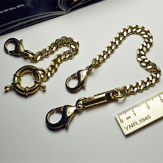 Cool Silver Brass Stainless Steel Mini Key Chain Wallet Chain Hanging Chain for Men