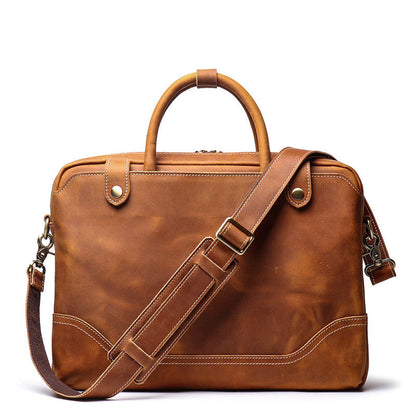 Vintage Brown Leather Men's Professional Briefcase 15¡®¡¯ Computer Briefcase Handbag For Men