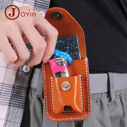 Leather Mens Cigarette Cases with Lighter Holder With Belt Loop Cigarette Holder For Men