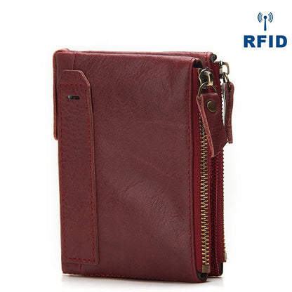 RFID Brown Leather Men's Small Blue Bifold Business Wallet Black Slim billfold Wallet Coin Purse For Men