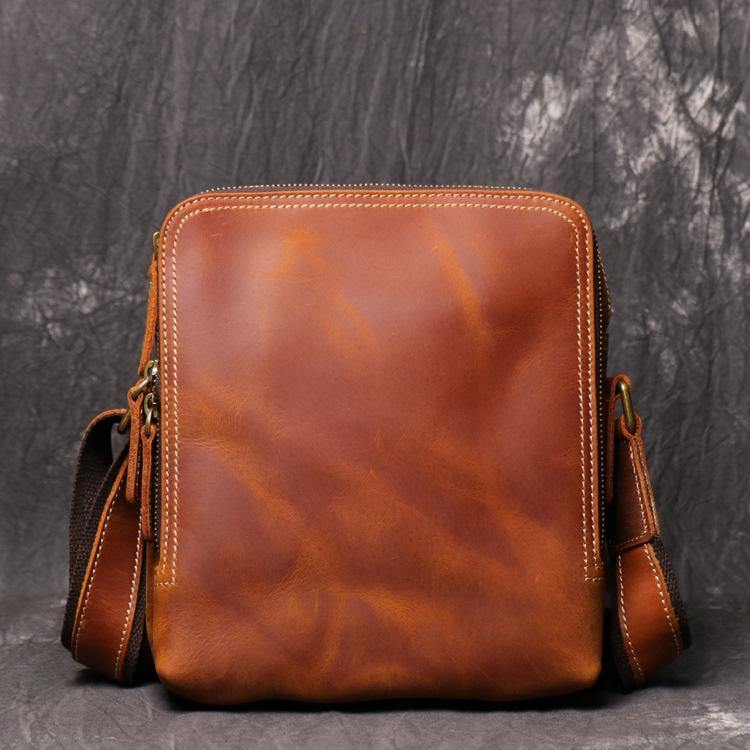 Cool Brown Leather Mens Ipad Vertical Side Bag Courier Bag Vertical Messenger Bag for Men